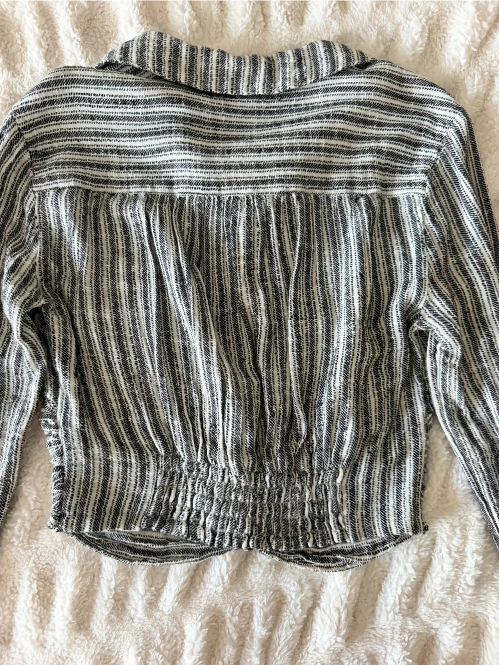 Free People Black & White Striped Button Front Blouse | XS